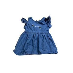 Baby Girl Tommy Hilfiger Denim Blue Floral Dress 12M Chambray Cottagecore Rodeo